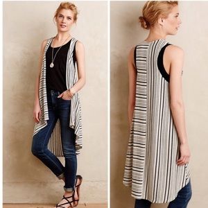 Anthropologie black and cream duster vest